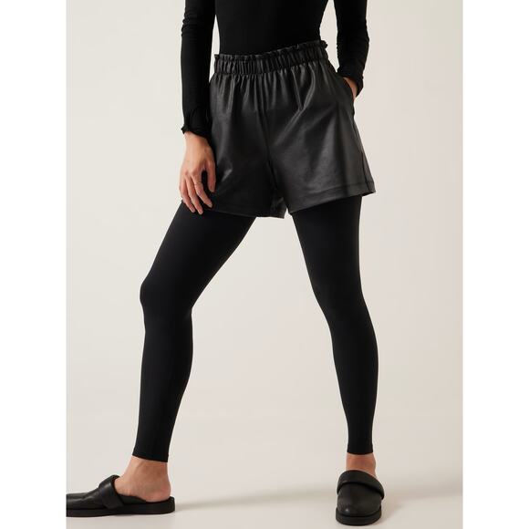 Athleta  Gleam High-Waisted Faux Leather Black Shorts, Sz XS - Picture 3 of 6
